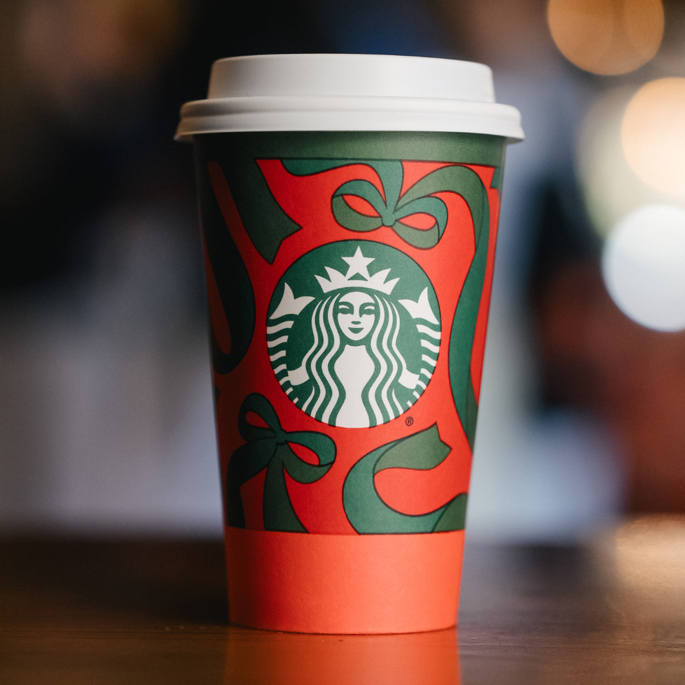 \u200bStarbucks Green Merry Apron Strings Holiday Cup