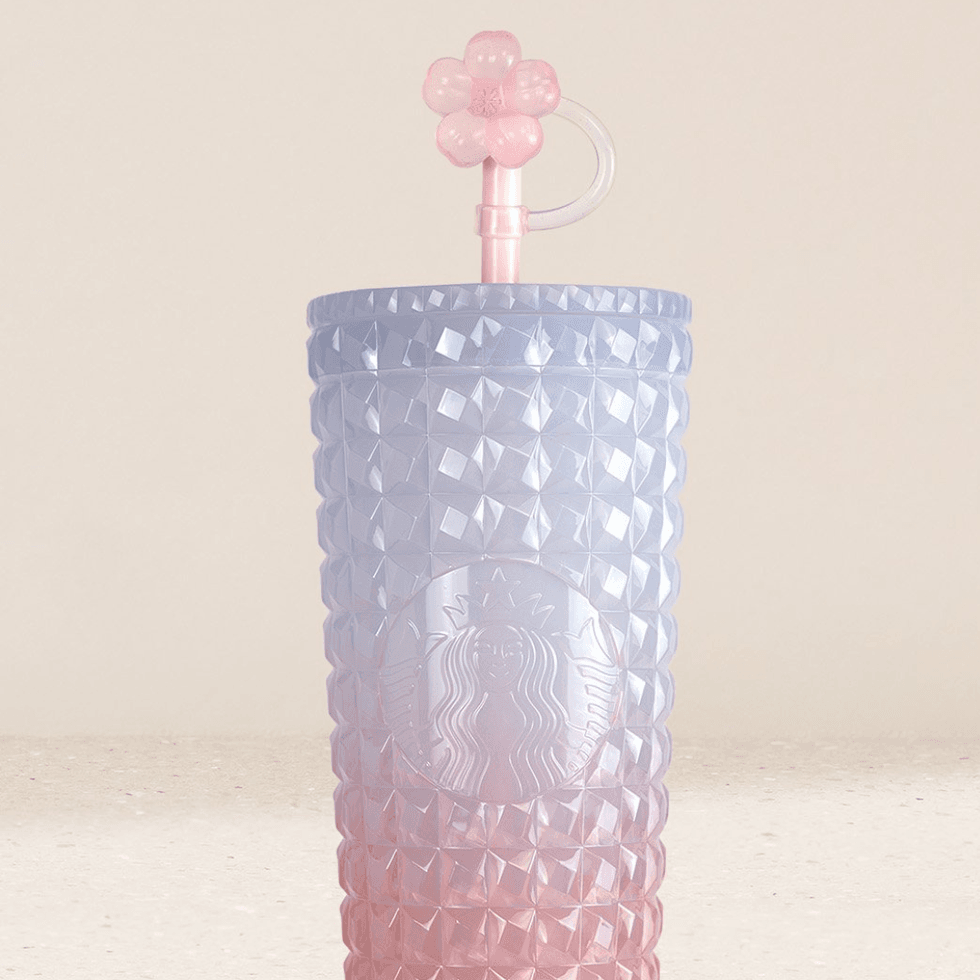\u200bStarbucks Pink Gradient Cold Cup with Flower Straw Topper