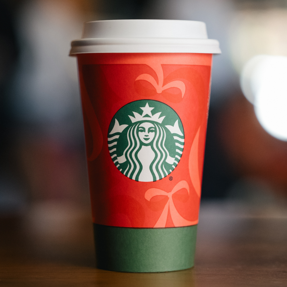 \u200bStarbucks Red Merry Apron Strings Holiday Cup