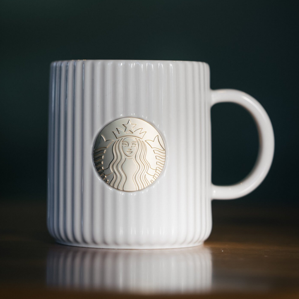 \u200bStarbucks White Pleated Mug