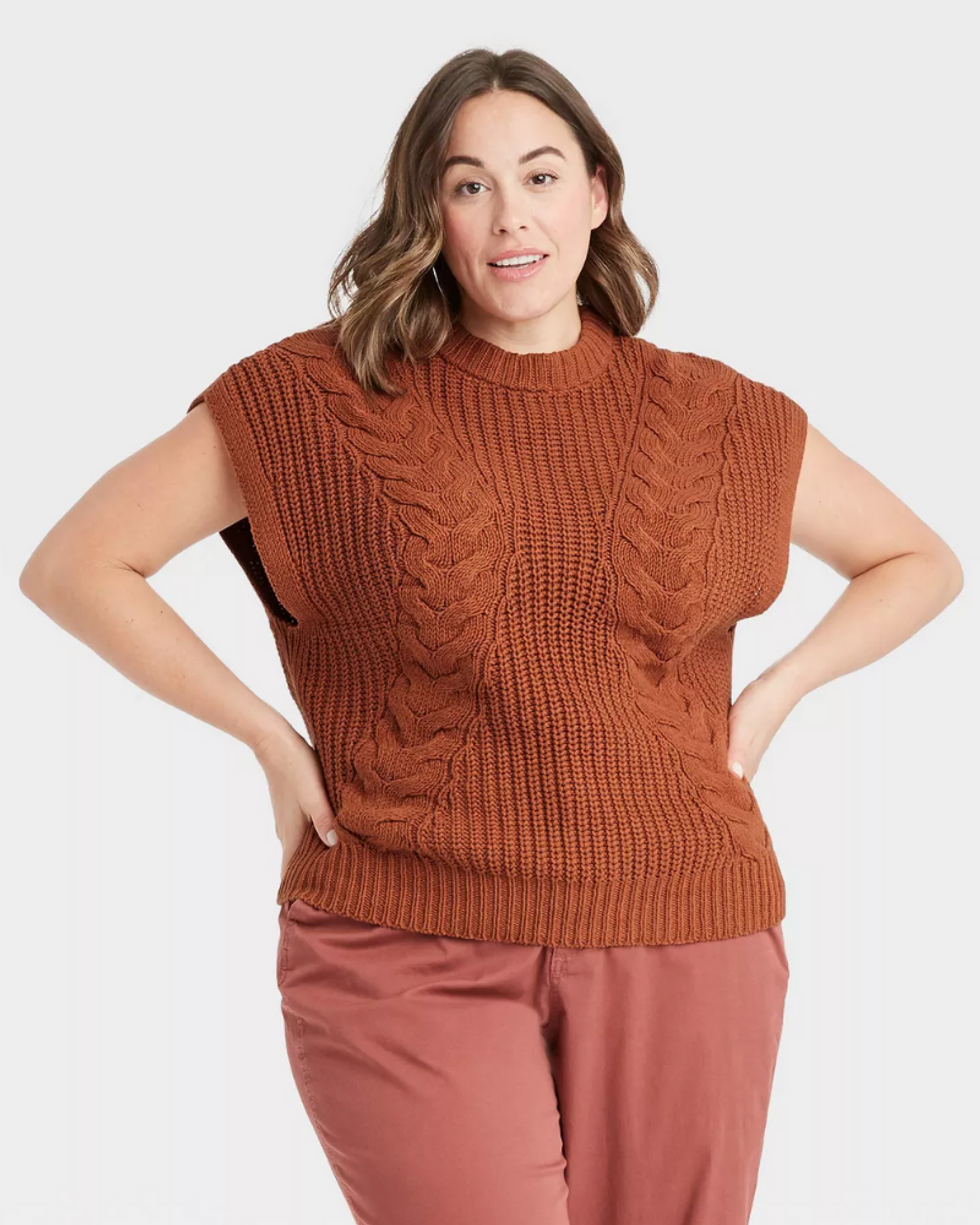 \u200bTarget Crewneck Cable Knit Sweater Vest