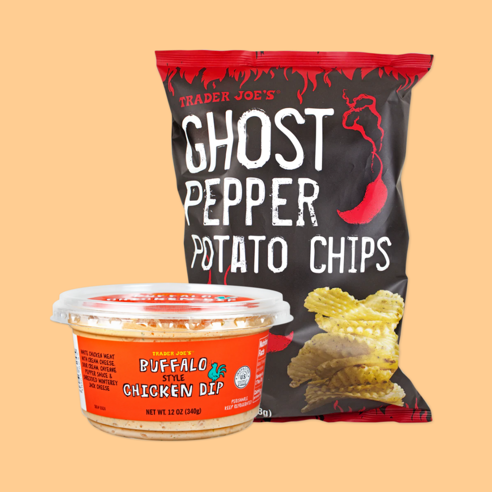 \u200bTrader Joe's Buffalo Chicken Dip + Ghost Pepper Potato Chips
