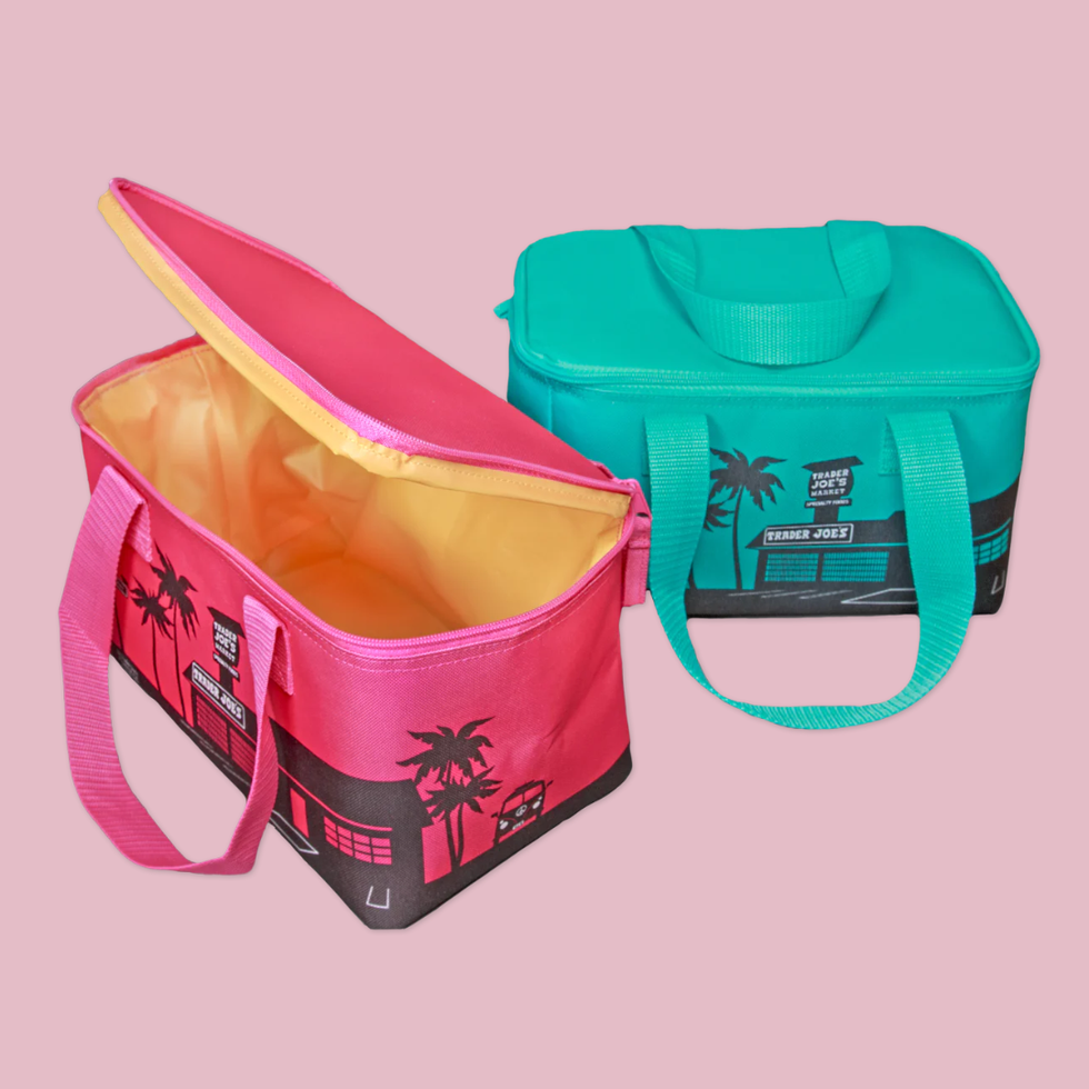 \u200bTrader Joe's Mini Insulated Tote Bags In Teal & Magenta