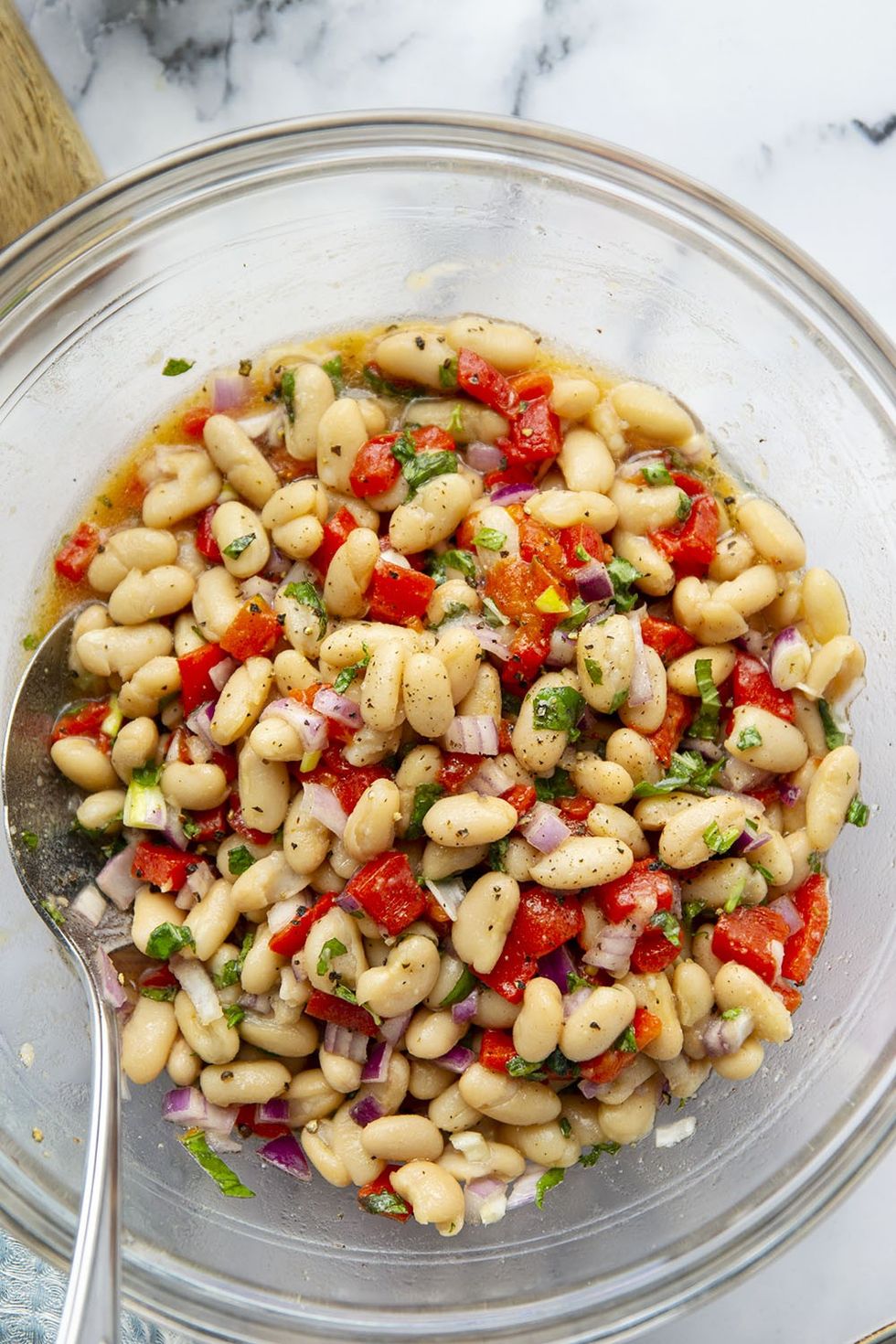 \u200bWhite Bean Salad with Roasted Red Peppers and Miso Dressing