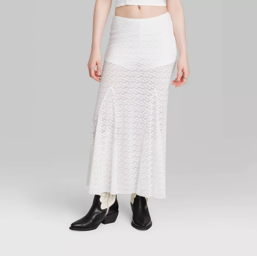 \u200bWild Fable Mid-Rise Lace Trumpet Maxi Skirt