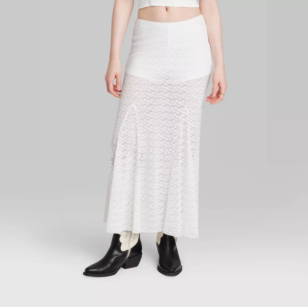 \u200bWild Fable Mid-Rise Lace Trumpet Maxi Skirt