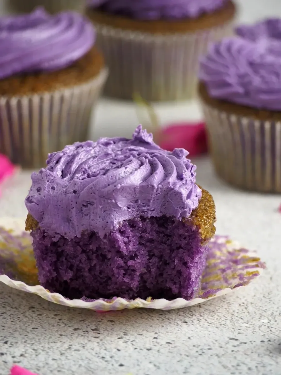 Ube Cupcakes with Ube Swiss Meringue Buttercream