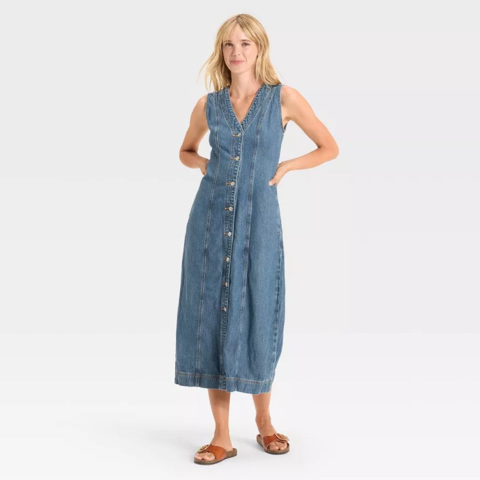 Universal Thread Denim Button-Down Ankle Dress
