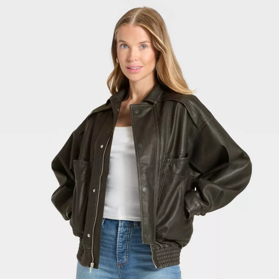 Universal Thread Relaxed Faux Leather Bomber Jacket