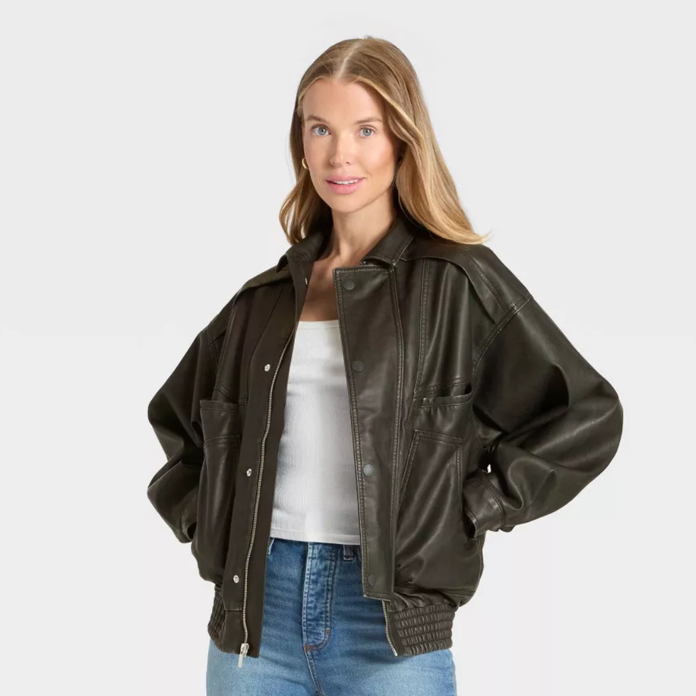 Universal Thread Relaxed Faux Leather Bomber Jacket
