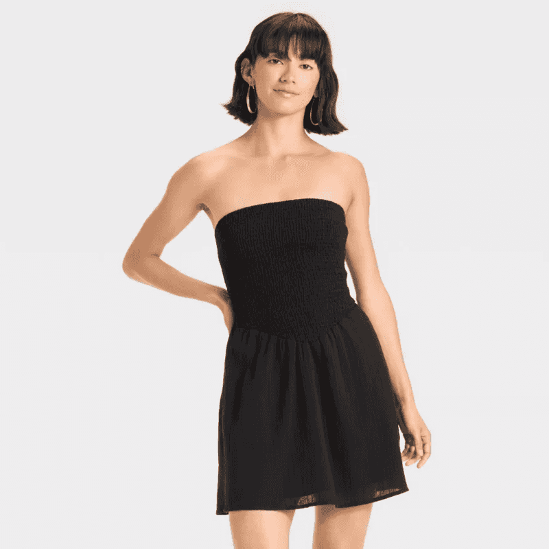 knee length dresses for ladies Everlane Gauze Tiered Dress in Black, Size XL, Cotton