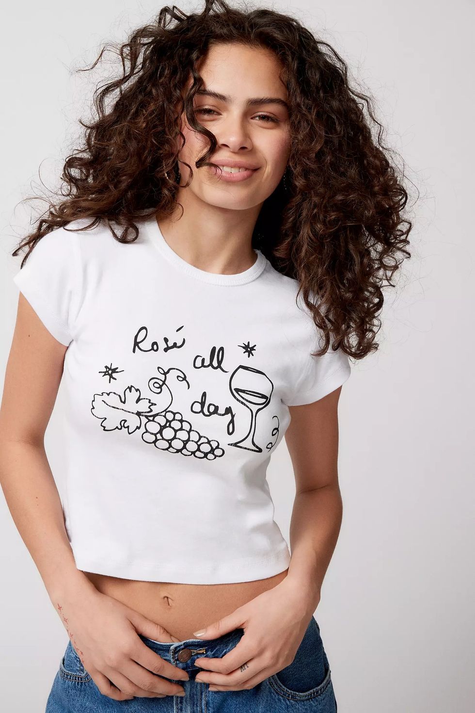 UO Ros\u00e9 All Day Doodle Baby Tee