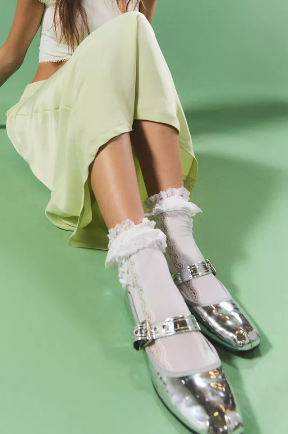 Urban Outfitters Lace & Bows Crew Sock