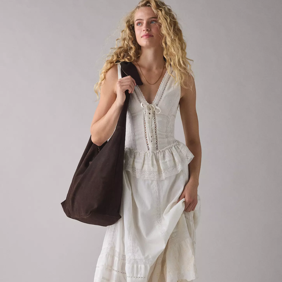 Urban Outfitters Perfectly Victorian Lace Trim Corset Midi Dress