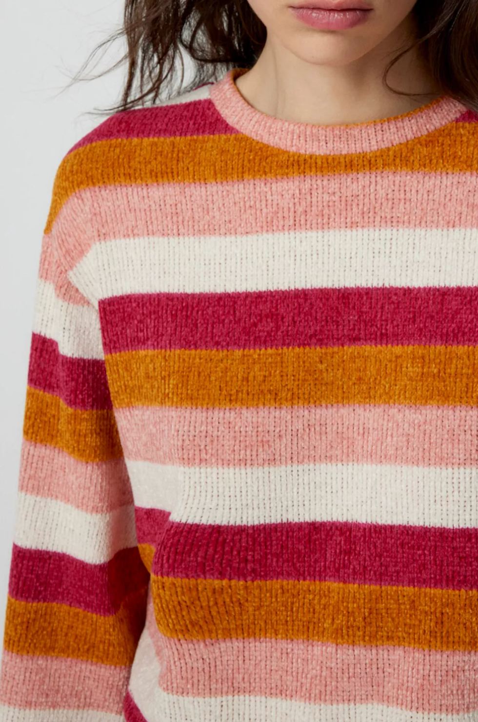 Urban Renewal Remnants Wide Stripe Chenille Cropped Sweater