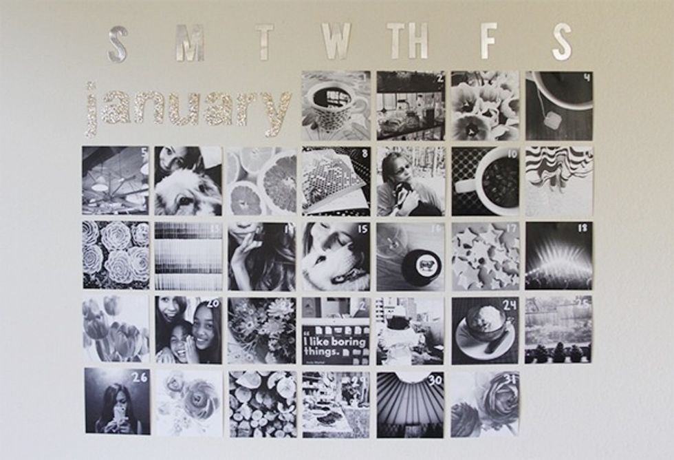 Use chipboard letters to represent the day and Month (Jennifer got hers at Target) but you can easily print them out yourself. That's it!