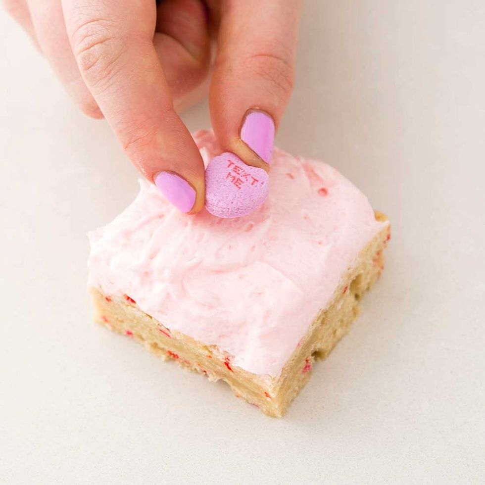 Valentine's Day Conversation Heart Sugar Cookie Bars Recipe