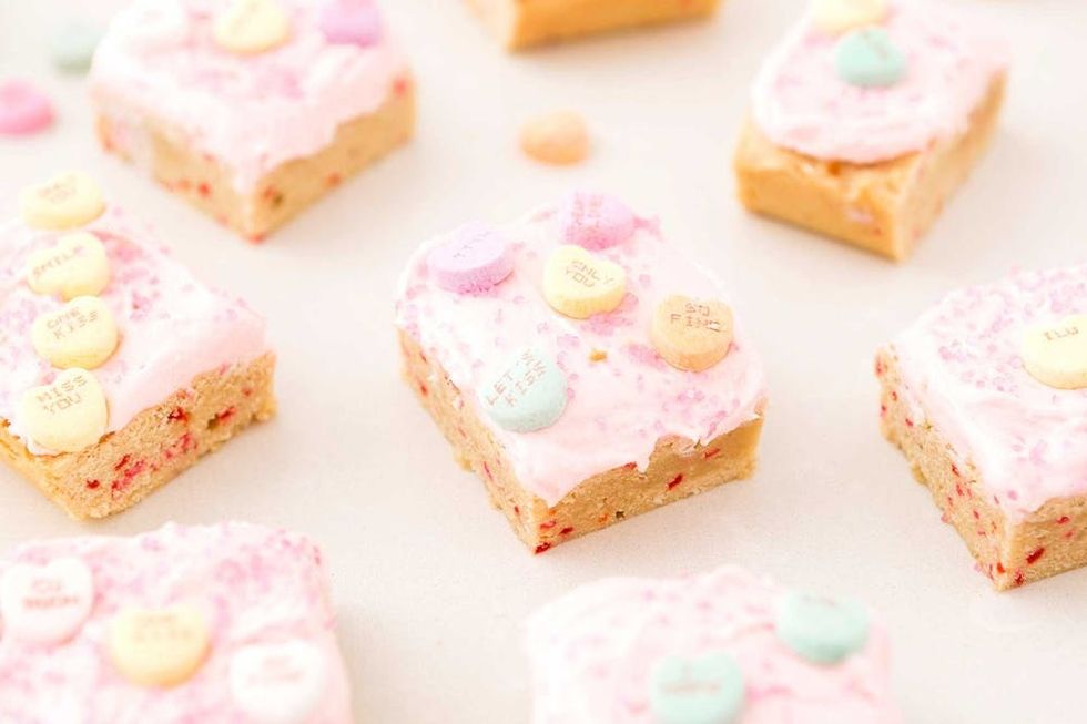 Valentine's Day Conversation Heart Sugar Cookie Bars Recipe