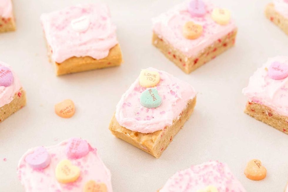 Valentine's Day Conversation Heart Sugar Cookie Bars Recipe