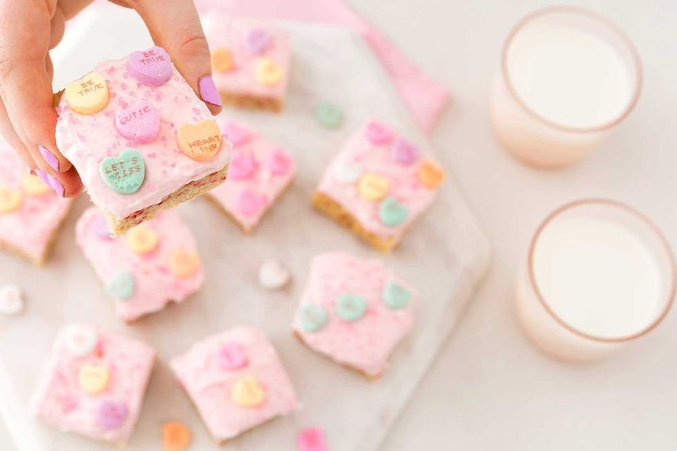 Valentine's Day Conversation Heart Sugar Cookie Bars Recipe