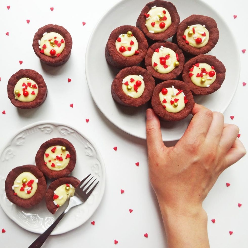 Valentine's Day Red Velvet Cheese Custard Tarts Recipe