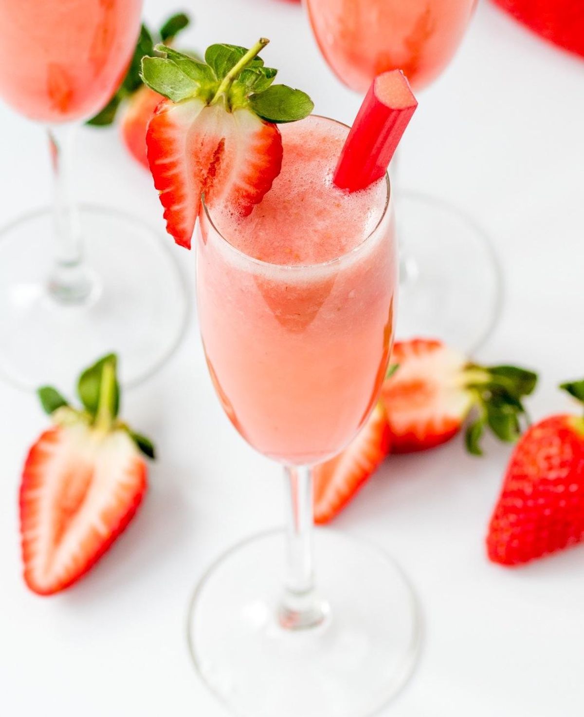 valentines day pink cocktails strawberry rhubarb belini