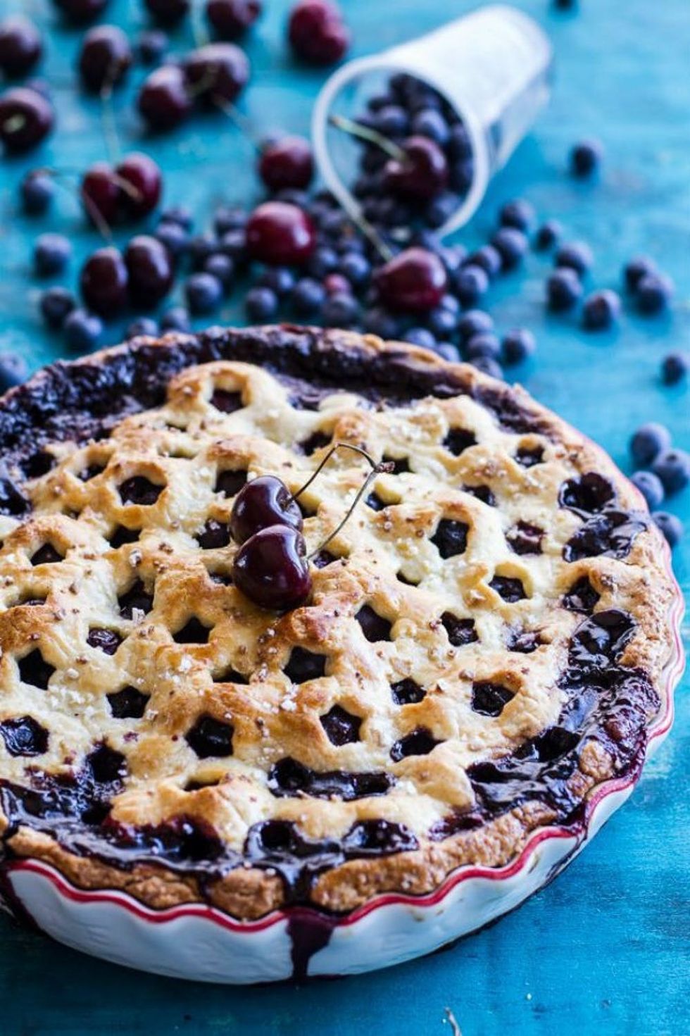Vanilla Bourbon Blueberry Cherry Pie