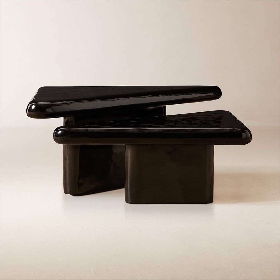 Vayle 2-Piece High-Gloss Black Concrete Coffee Table Set