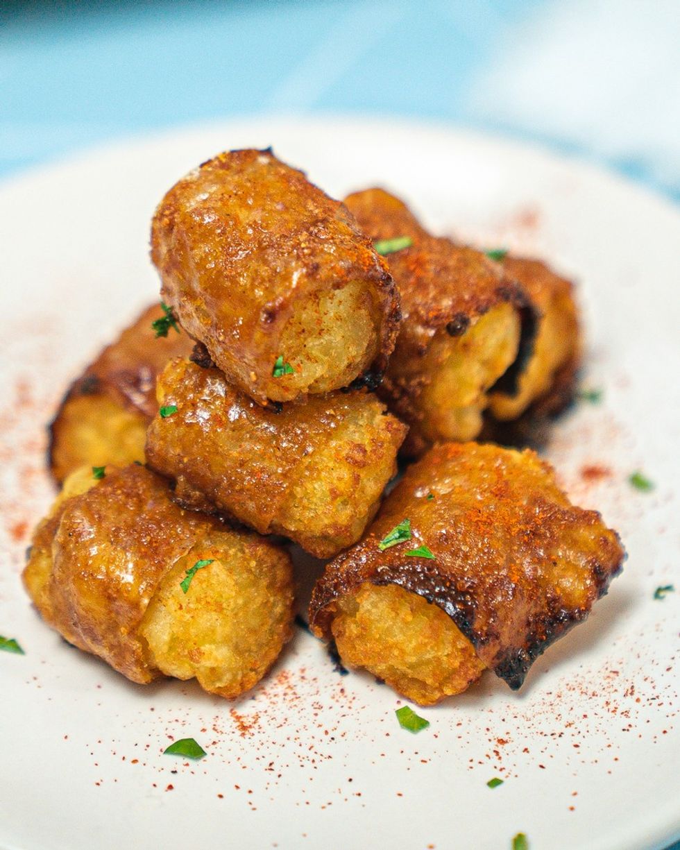 Vegan Bacon Wrapped Tater Tots