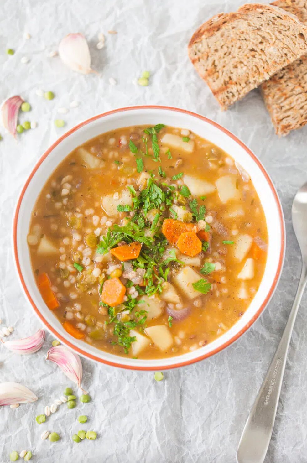 Vegan Barley and Lentil Soup