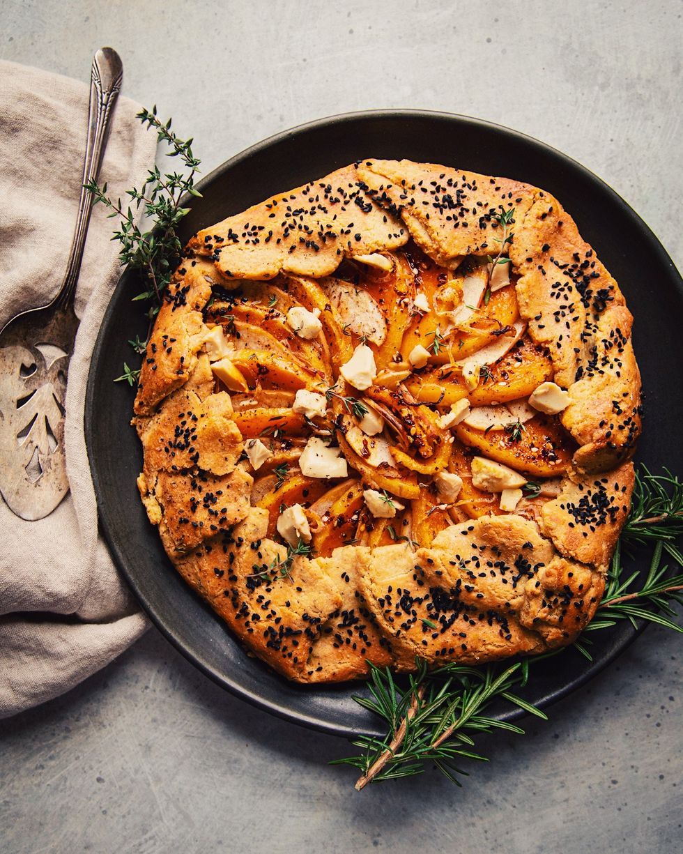 Vegan Butternut Galette with Apples, Shallots, and Black Pepper Crust