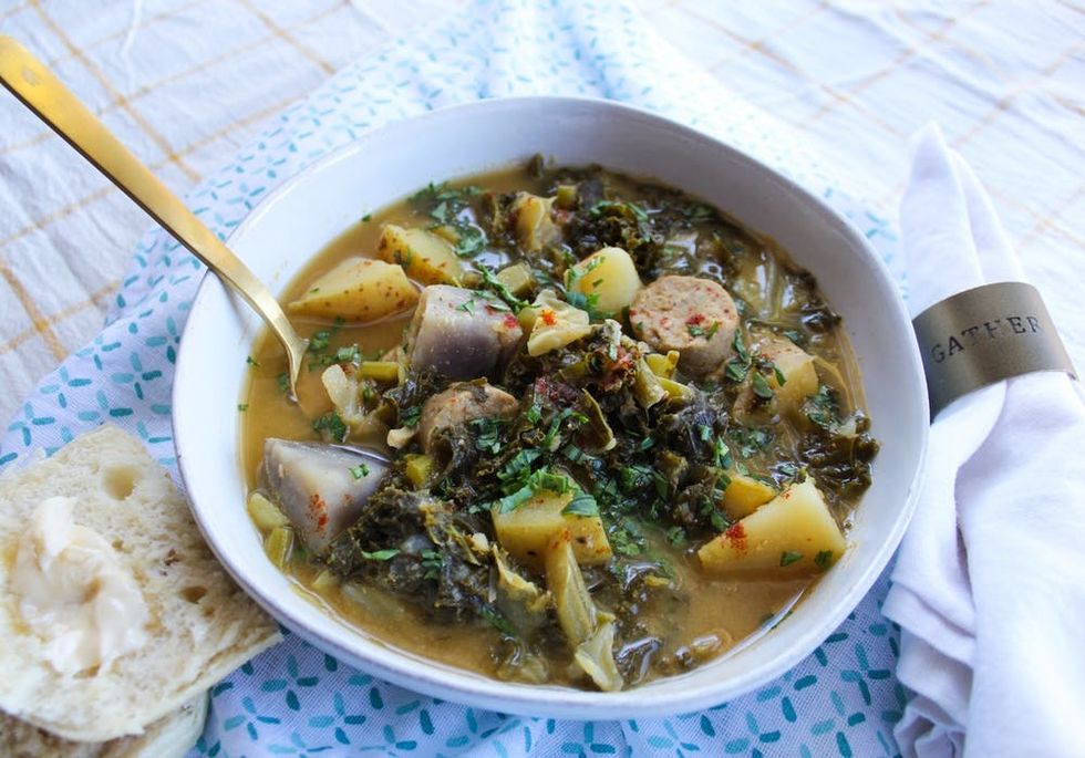 Vegan Kale, Potato, and Lima Bean Soup Recipe