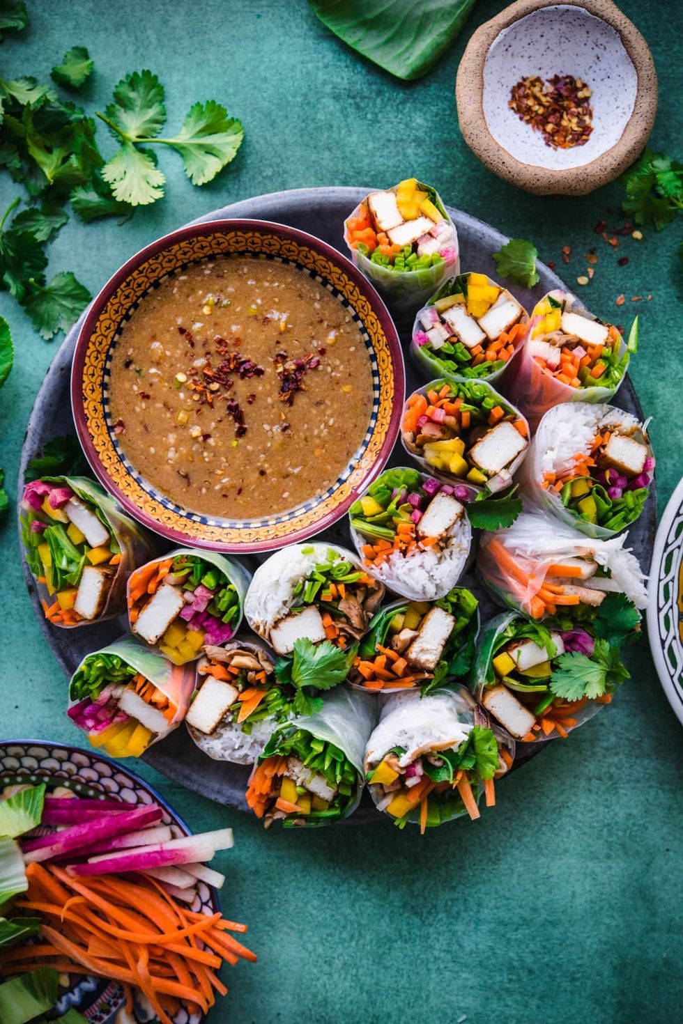 Vegan Summer Rolls with Miso Dipping Sauce