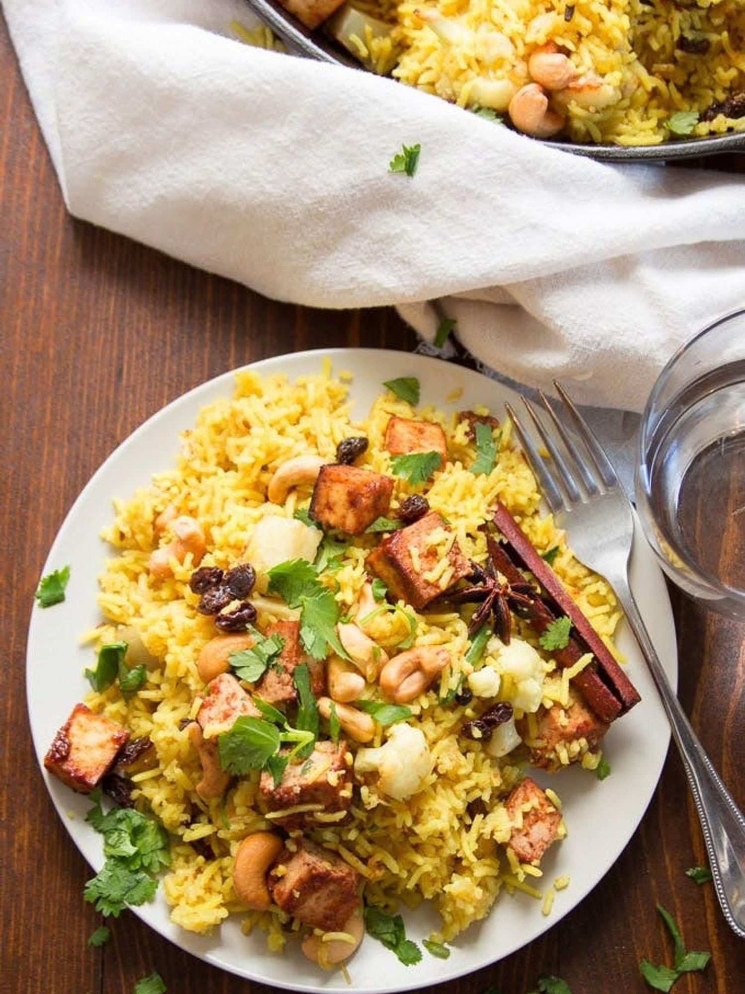 Vegetable Biryani With Baked Tofu