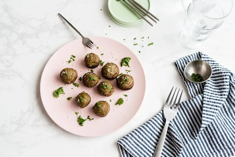 Vegetarian Slow-Cooker Stuffed Mushrooms