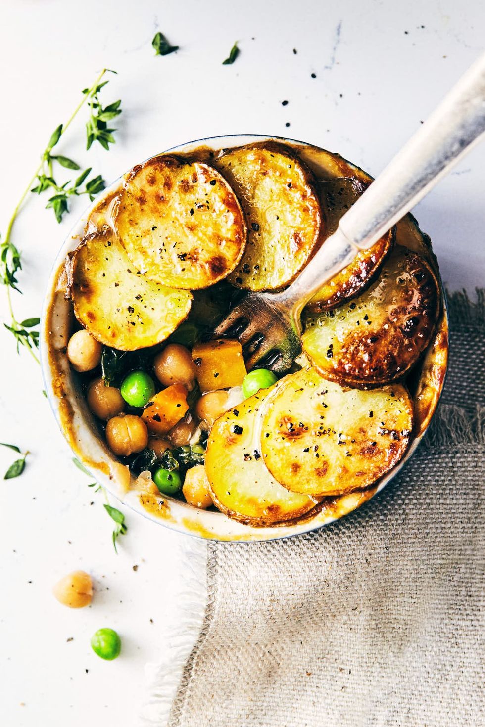 Veggie Pot Pies with Crispy Potatoes