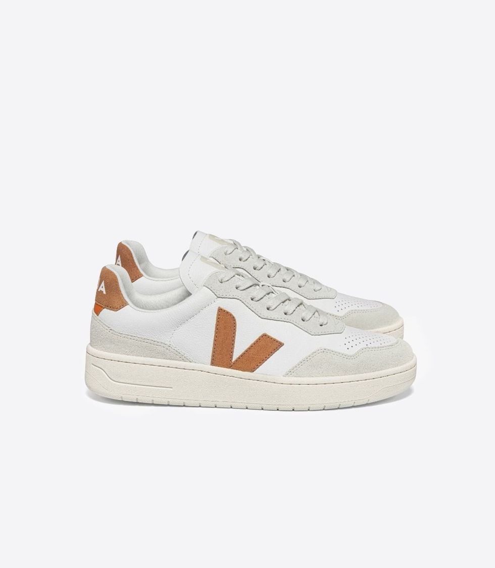 Veja V-90 Leather Sneakers in 'White Umber'