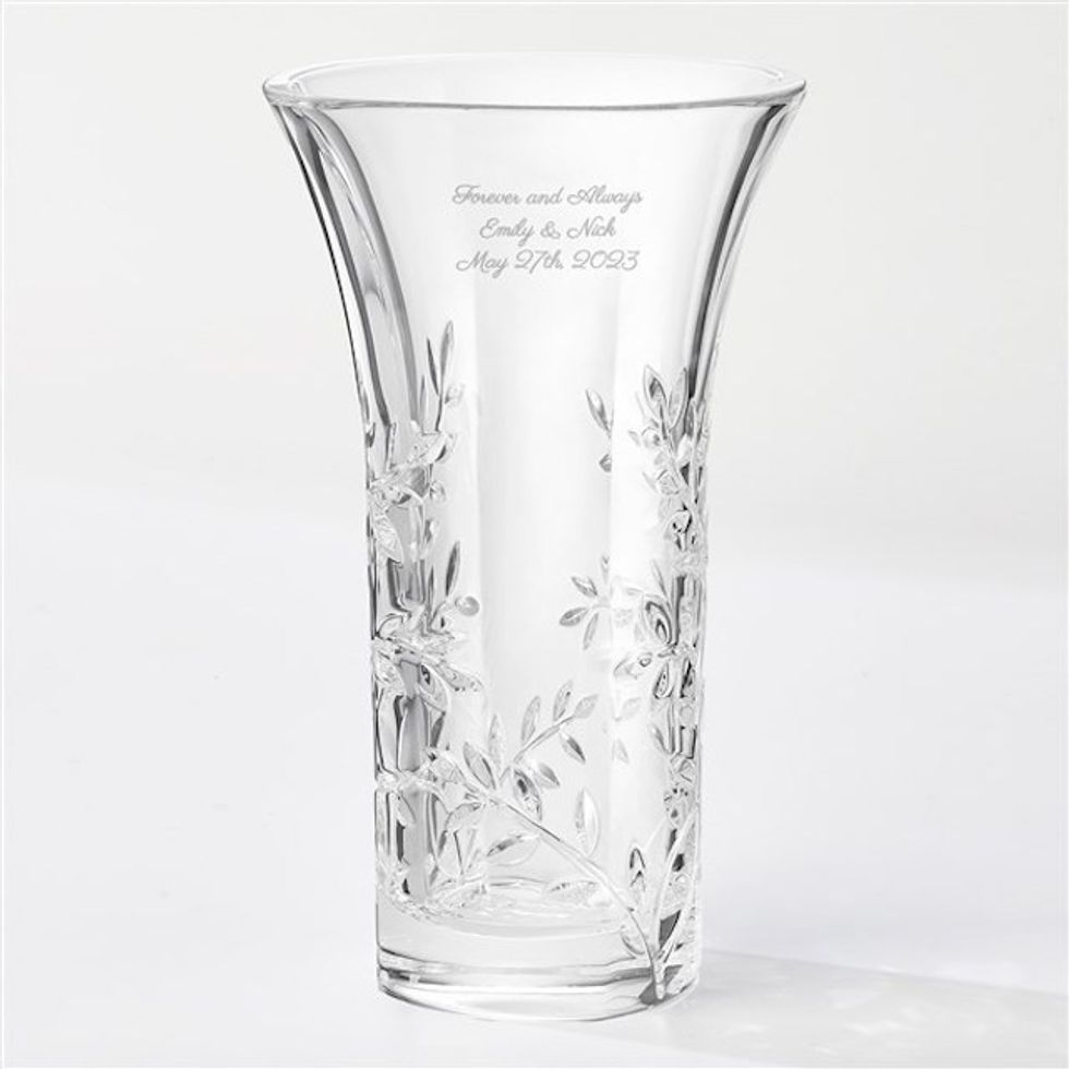 Vera Wang Wedding Engraved Crystal Leaf Vase