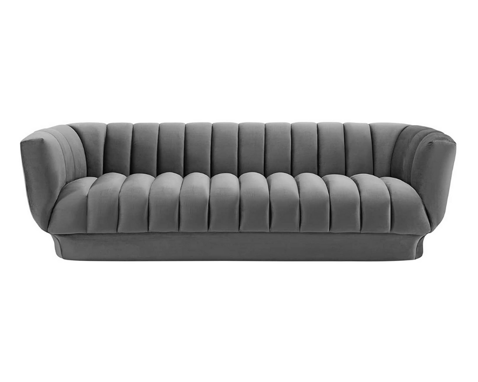 Vertical Channel Tufted Velvet Couch