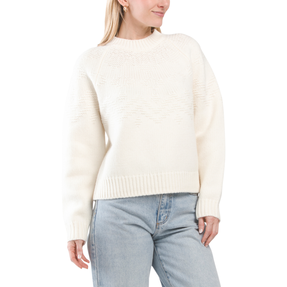 Vince Wool Soft Raglan Sleeve Fair Isle Sweater