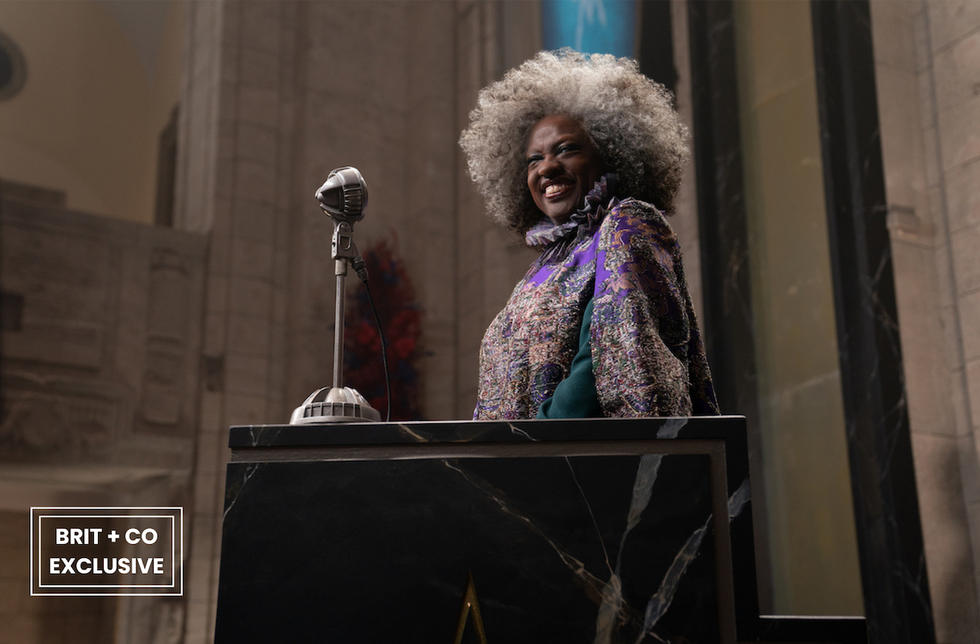 viola davis as dr. gaul opposite rachel zegler and tom blythe and peter dinklage