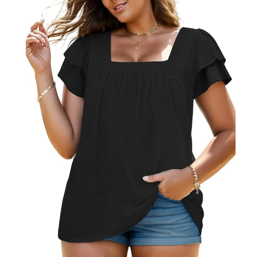 Vislily Plus-Size Square Neck Top