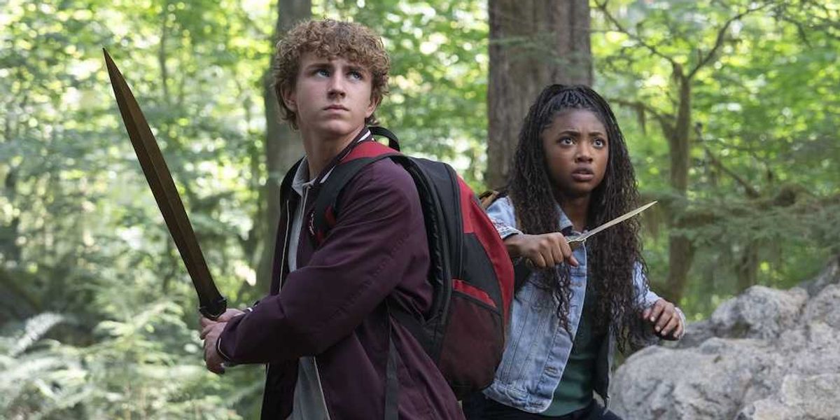 walker scobell and leah sava jeffries as percy and annabeth