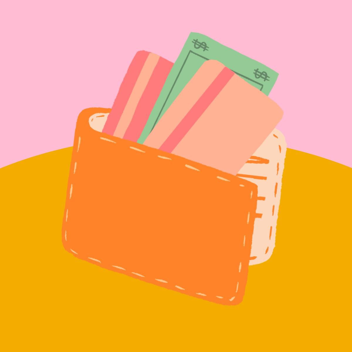 wallet and money colorful illustration