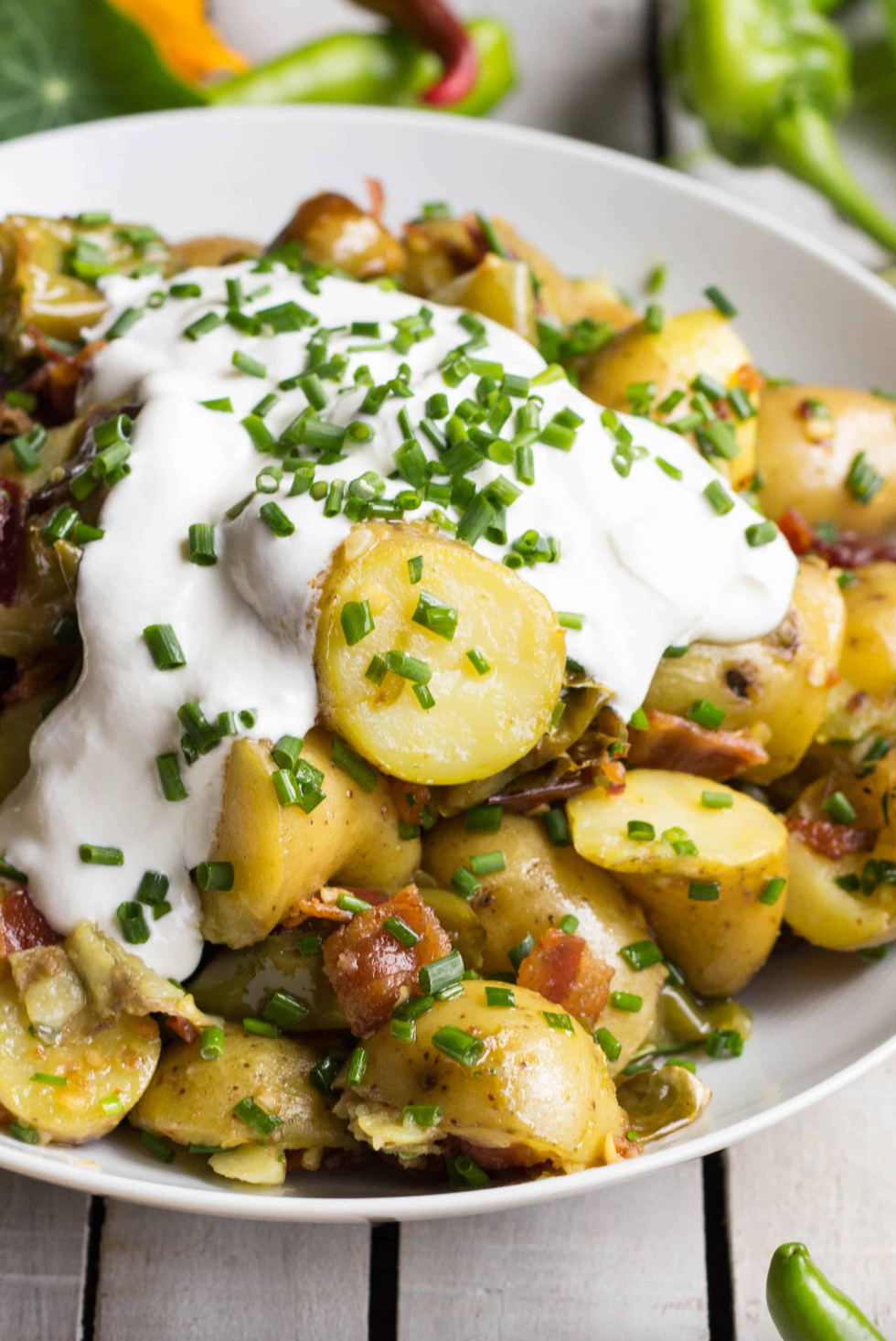 Warm Potato Salad with Bacon and Long Hots