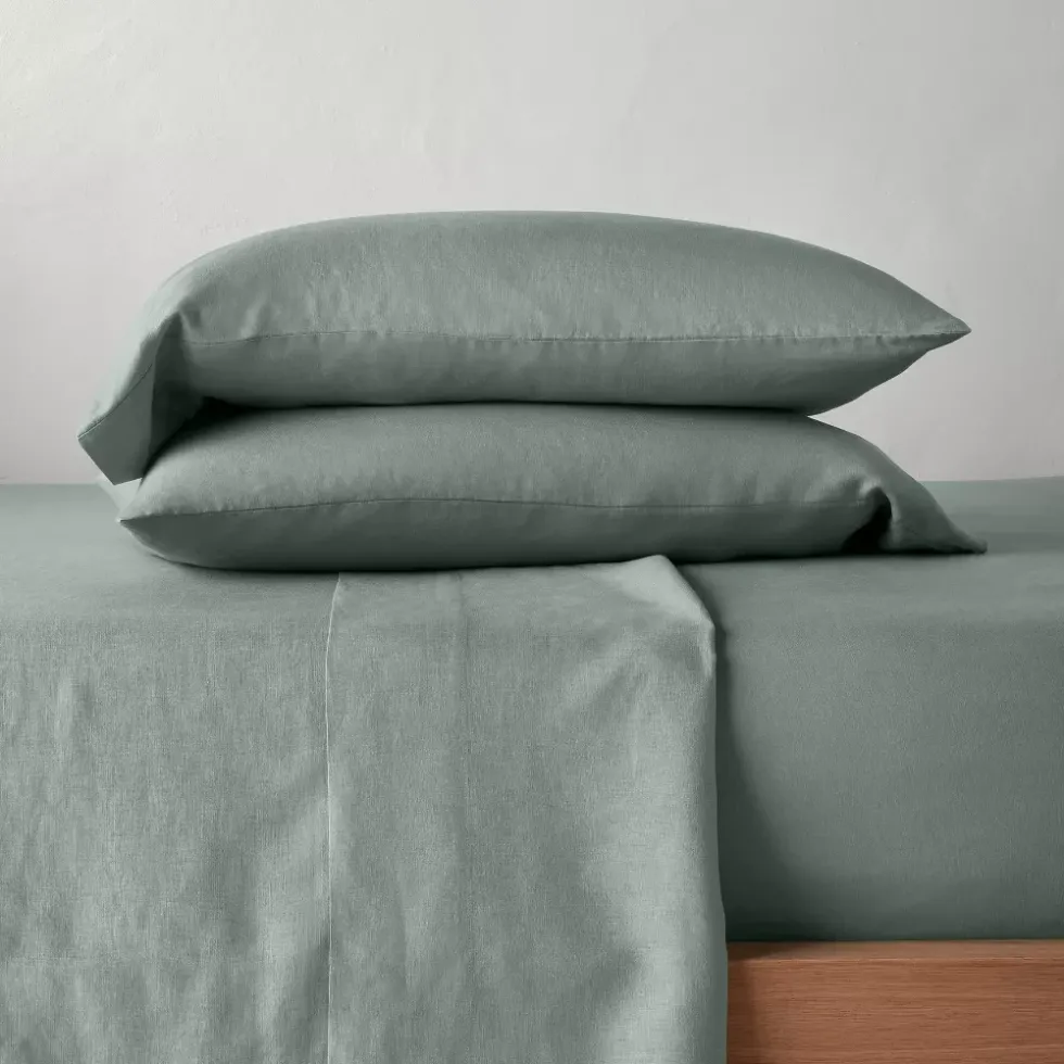 washed linen solid sheet set