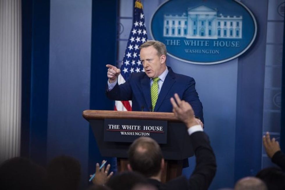 WASHINGTON, DC - FEBRUARY 2: White House press secretary Sean Spicer calls on a reporter during the daily press briefing at the White House in Washington, DC on Thursday, Feb. 02, 2017. (Photo by Jabin Botsford/The Washington Post via Getty Images)