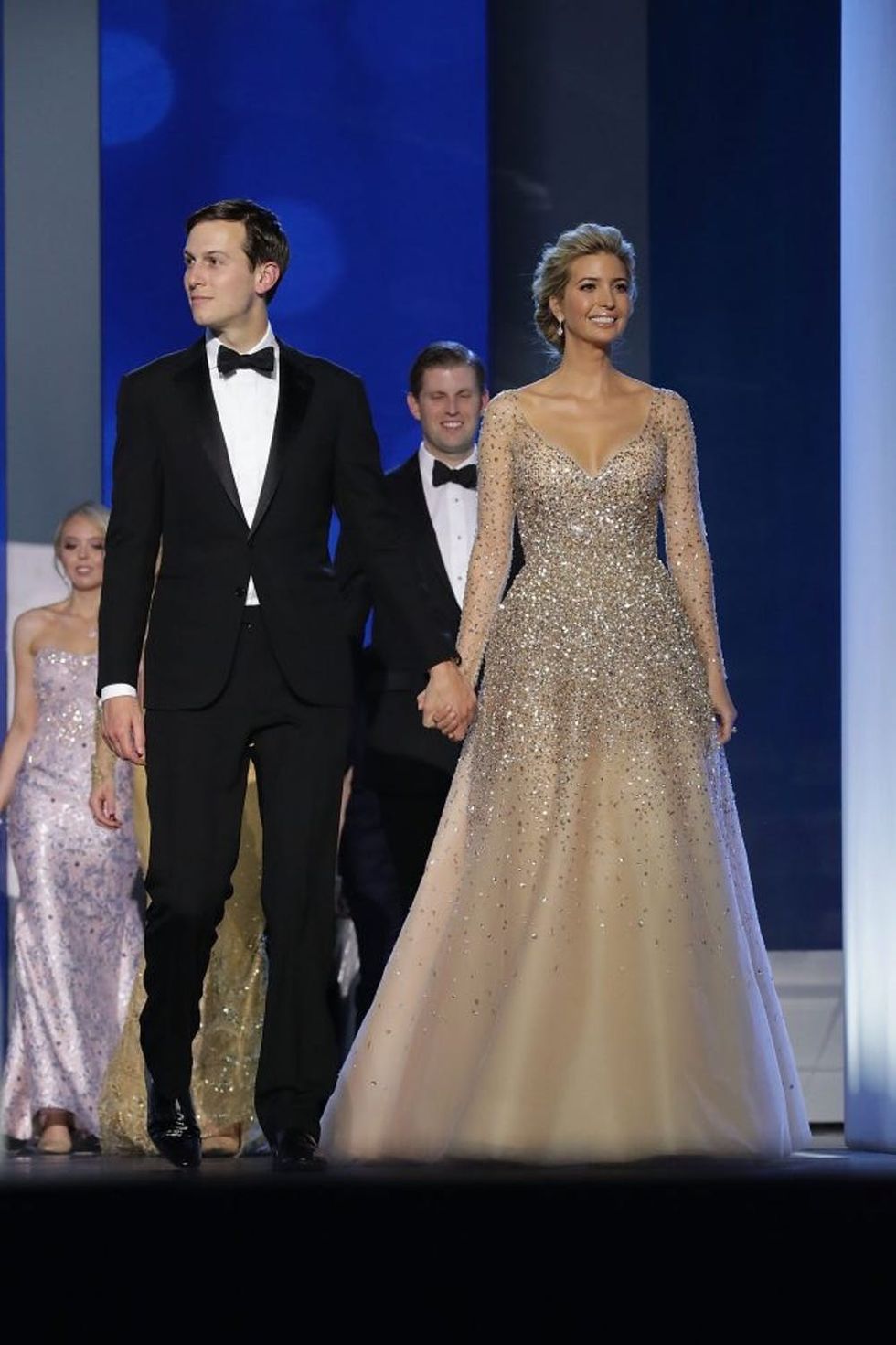 WASHINGTON, DC - JANUARY 20: Ivanka Trump (R) and her husband Jared Kushner arrive at the Freedom Ball at the Washington Convention Center January 20, 2017 in Washington, DC. The ball is part of the celebrations following U.S. President Donald Trump's inauguration. (Photo by Chip Somodevilla/Getty Images)