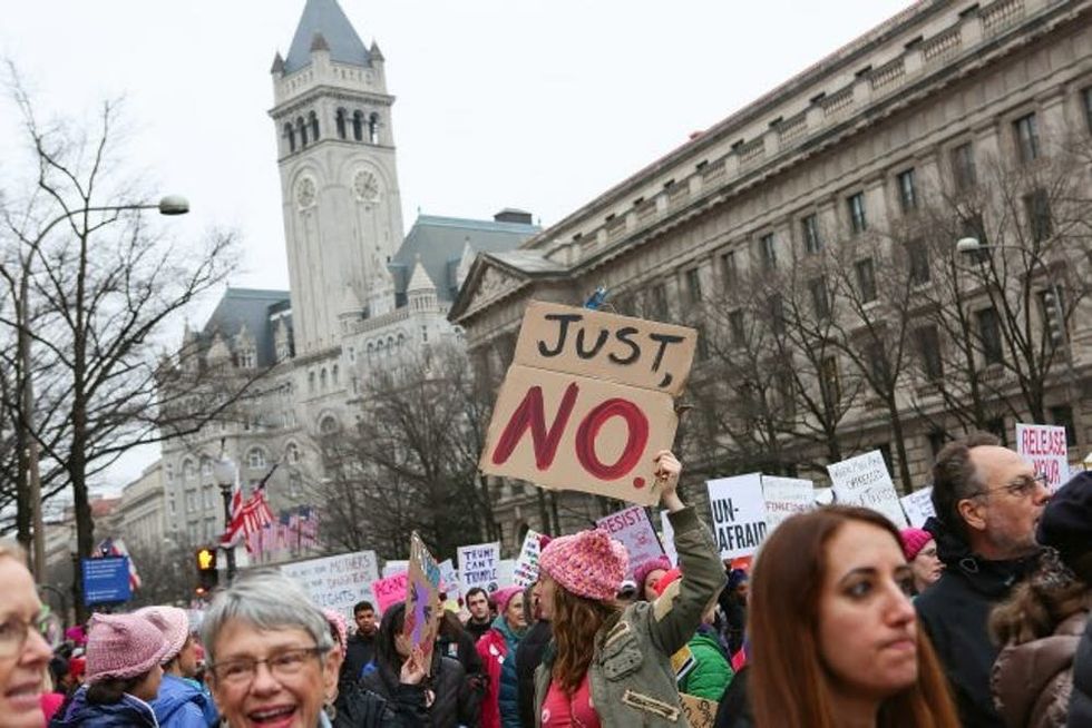 WASHINGTON, DC - JANUARY 21: General view of the Women's March on Washington on January 21, 2017 in Washington, DC. (Photo by Teresa Kroeger/FilmMagic)