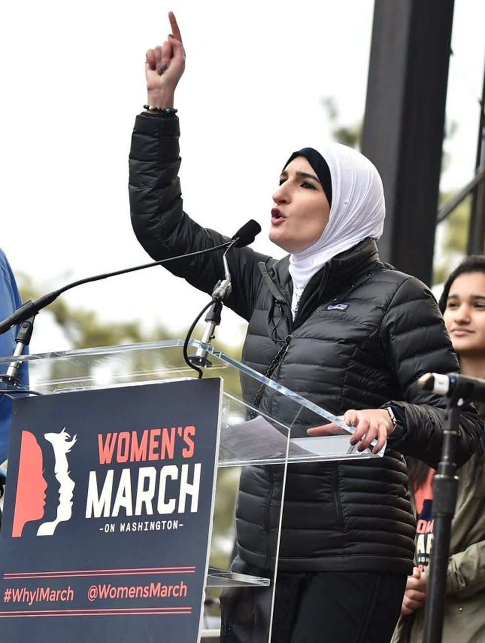 WASHINGTON, DC - JANUARY 21: Linda Sarsour speaks onstage during the Women's March on Washington on January 21, 2017 in Washington, DC. (Photo by Theo Wargo/Getty Images)